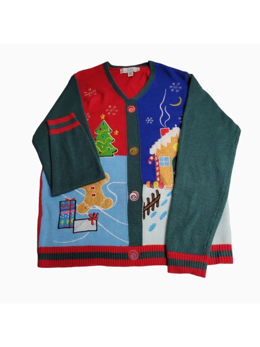 Jolly Gingerbread Man And House Ugly Christmas Sweater (L) View 6